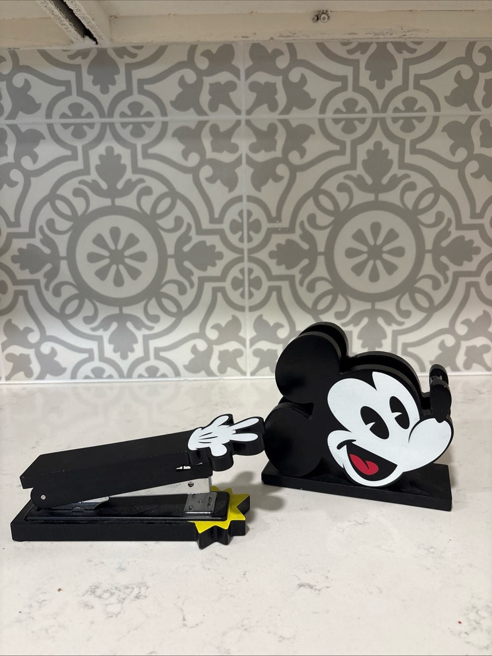 Disney Mickey Mouse Black and White Stapler & Tape Dispenser Set